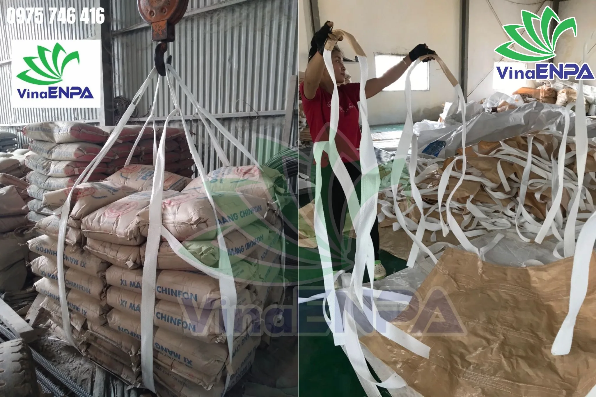 Bao sling dùng cho kiện xi măng 50kg